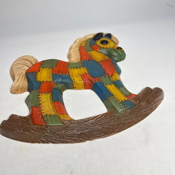 Vintage Patchwork 3D Raised Art Rocking Horse Foam Craft Wall Decor - Picture 3 of 5